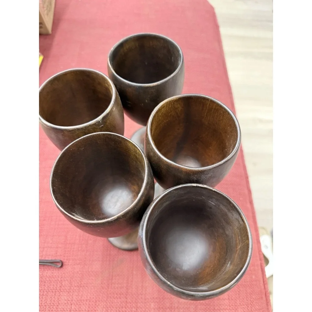 VTG Haiti HandCrafted Natural Grain Wood Goblets by 